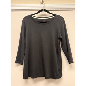 Women's ISAACMIZRAHILIVE™ ESSENTIALS Black 3/4 Sleeve Tee M